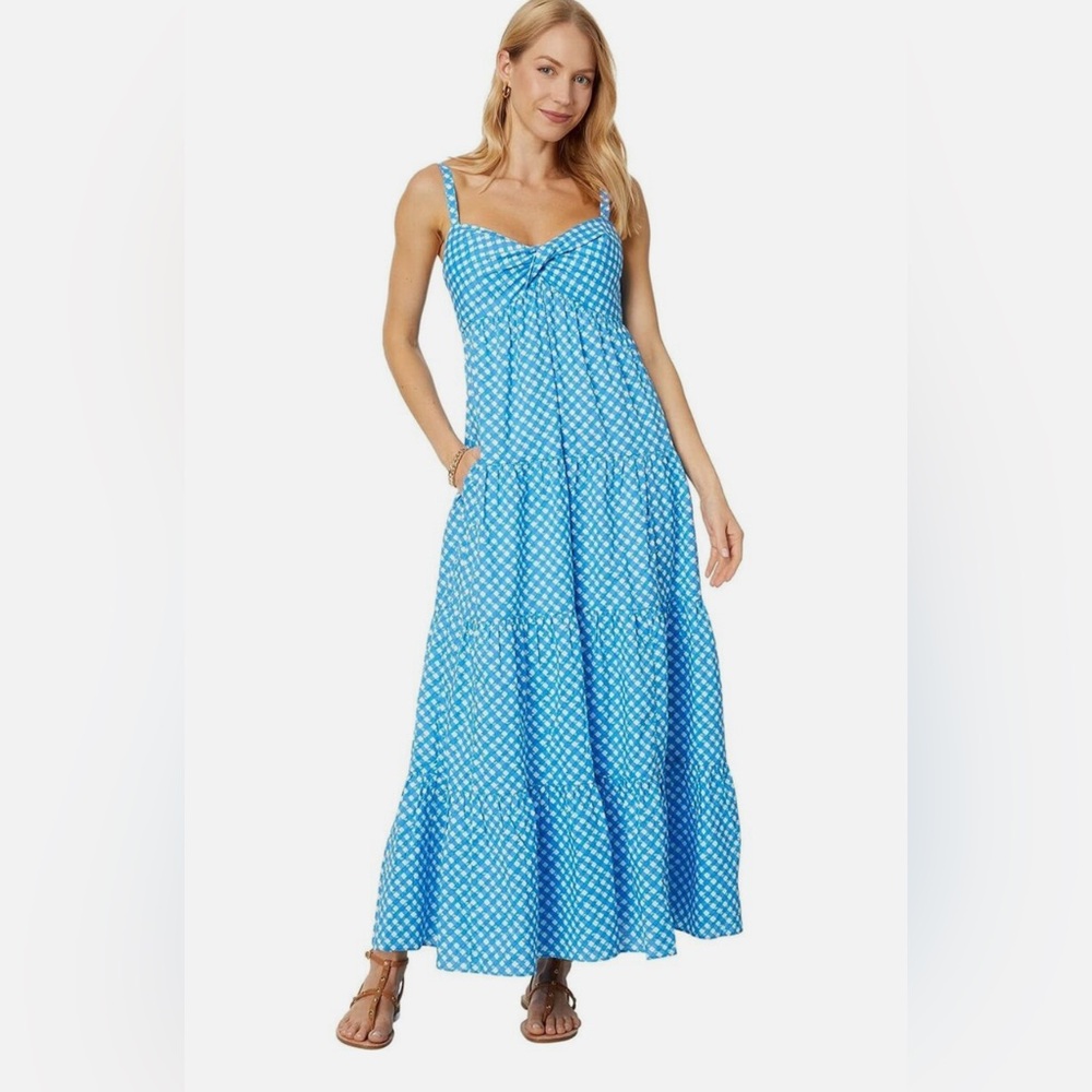 Lilly Pulitzer Shylee Cotton Maxi Dress Boca Double Checking Maxi Polka Dot - Picture 8 of 14